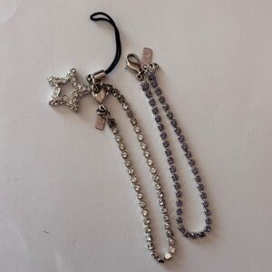 Authentic Swarovski Silver and Purple Star Charm Bracelets/Cellphone Charm Set